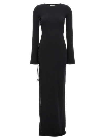 Shop Saint Laurent Long Wool Dress In Black