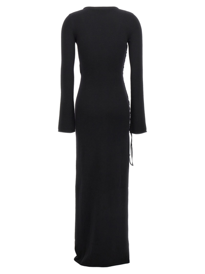 Saint Laurent Side-slit Wool Maxi Dress In Black