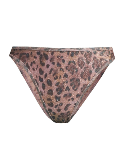 Shop Ramy Brook Women's Isla Bikini Bottom In Rose Gold Sparkle