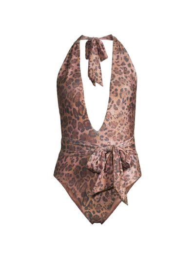 Shop Ramy Brook Women's Raquel Leopard One-piece Swimsuit In Rose Gold Sparkle