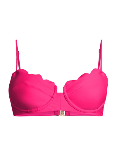 Shop Ramy Brook Women's Leyla Scalloped Underwire Bikini Top In Perfect Pink