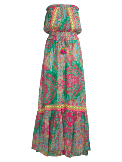 Shop Ramy Brook Women's Miranda Strapless Cover-up Dress In Palm Green Multi