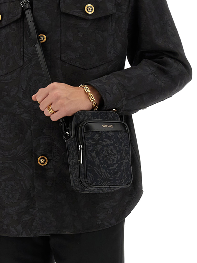 Shop Versace Shoulder Bag Athena Baroque In Nero