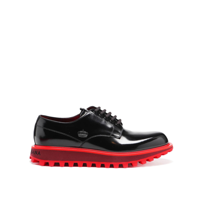 Shop Dolce & Gabbana Leather Derbies In Black