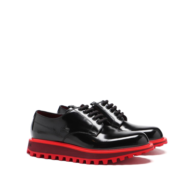 Shop Dolce & Gabbana Leather Derbies In Black