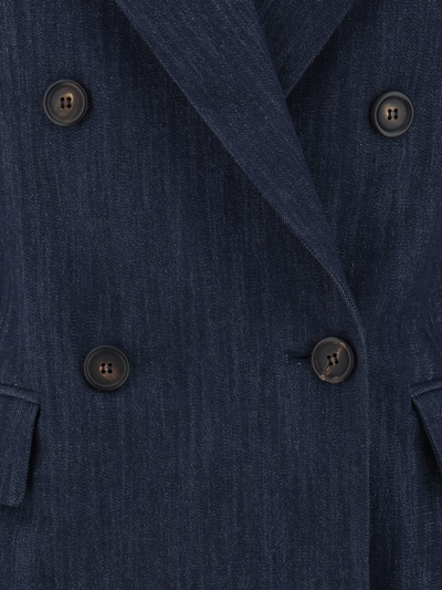 Shop Brunello Cucinelli Blazer Jacket In Blu/argento