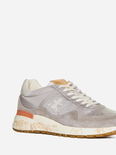 Shop Premiata Landeck Leather, Nylon And Suede Sneakers In Grey