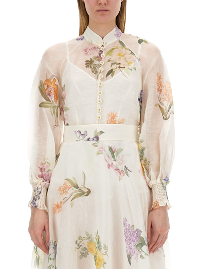 Shop Zimmermann Blouse With Floral Pattern In Multicolor