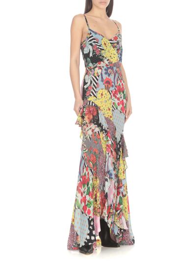 Shop M05ch1n0 Jeans Long Floral Dress In Multicolor