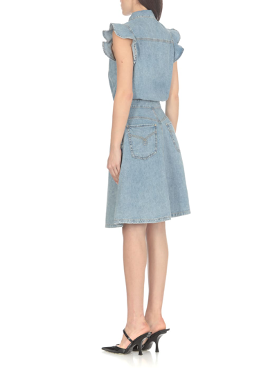 Shop M05ch1n0 Jeans Cotton Dress In Stone Washed