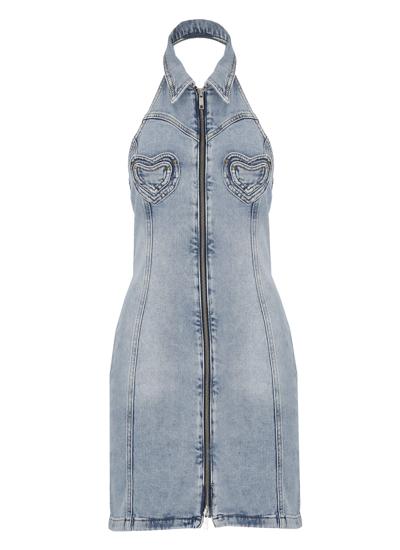 Shop M05ch1n0 Jeans Heart Pockets Dress In Denim