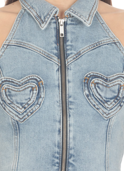 Shop M05ch1n0 Jeans Heart Pockets Dress In Denim