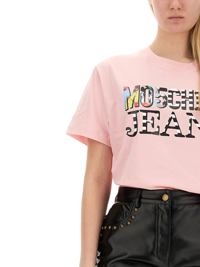 Shop M05ch1n0 Jeans T-shirt With Logo In Pink