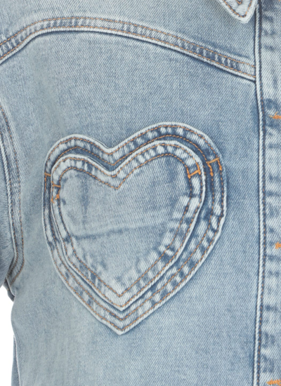 Shop M05ch1n0 Jeans Heart Pockets Denim Jacket