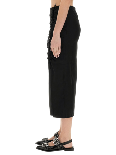 Shop Ganni Longuette Skirt In Black