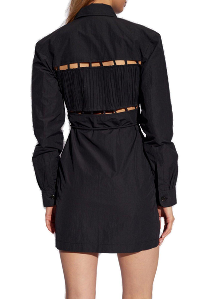 Shop Nanushka Genea Cut-out Mini Shirt Dress In Black