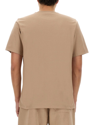 Shop Msgm T-shirt With Logo In Sand