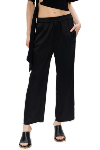 Shop Nanushka Elasticated-waist Straight Leg Cropped Trousers In Black