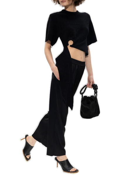 Shop Nanushka Elasticated-waist Straight Leg Cropped Trousers In Black