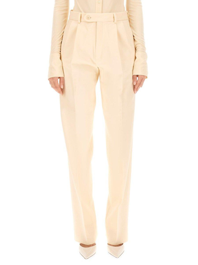 Shop Sportmax Button Detailed Straight Leg Pants In White