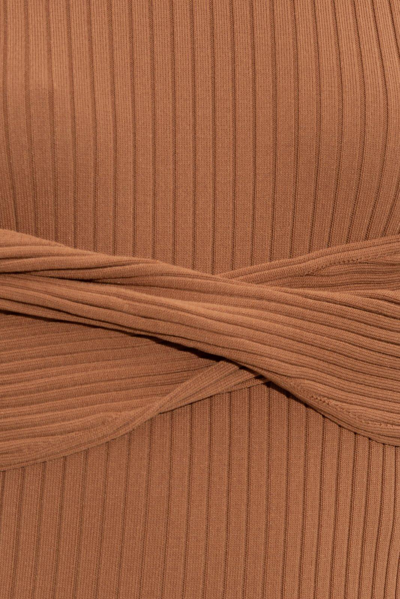Nanushka Twist-detail Ribbed-knit Dress In Camel