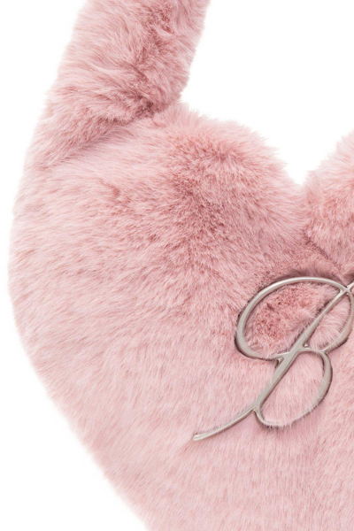 Shop Blumarine Logo Plaque Heart-shape Shoulder Bag In Pink