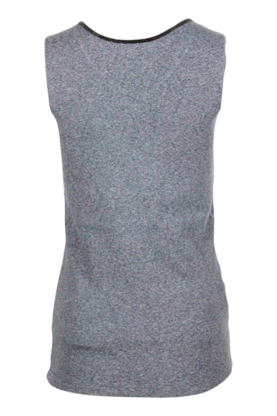 Shop Fabiana Filippi Tank Top In Organic Cotton Jersey With Both V-neck And Crew-neck Embellished With Rows Of Brilliant  In Grey