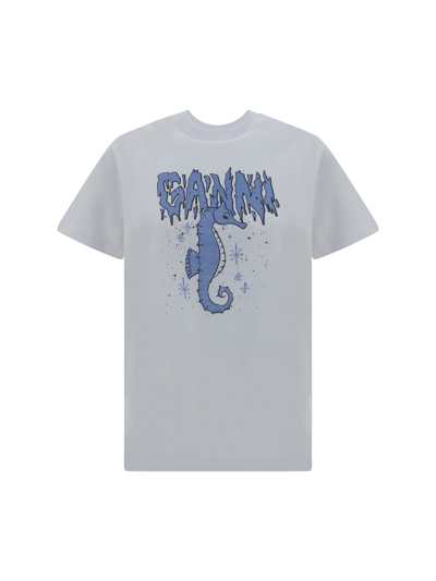 Shop Ganni Jersey Seahorse T-shirt In Bright White