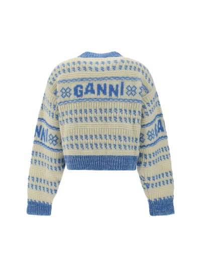 Shop Ganni Sweater In Strong Blue