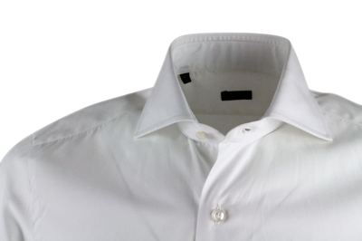 Shop Barba Napoli Slim Fit Shirt In Fine Stretch Cotton, Italian Collar, Hand-stitched Black Label And Mother-of-pearl In White