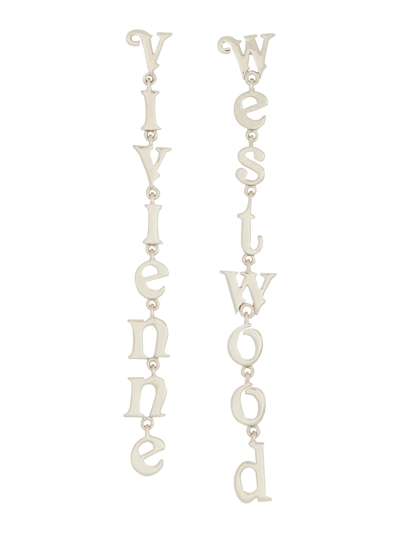 Shop Vivienne Westwood Logo Earrings In Argento