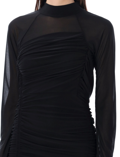Shop Helmut Lang Draped Mini Dress In Black