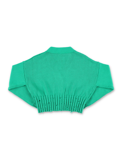 Shop Marni Cotton Cardigan In Green