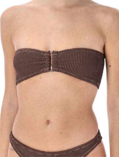 Shop Reina Olga Ausilia Scrunch Bikini Set In Brown