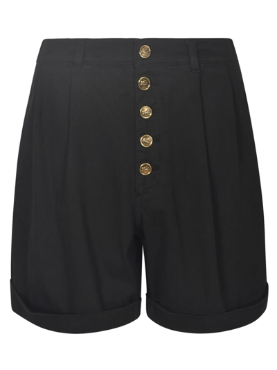 Shop Etro Buttoned High Waist Shorts In Black