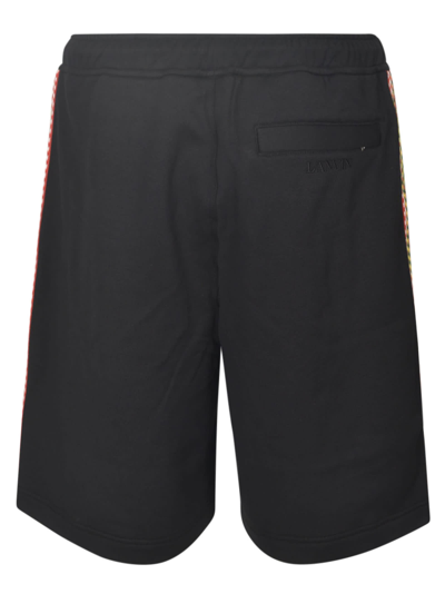 Shop Lanvin Stripe Sided Drawstring Waist Shorts In Black