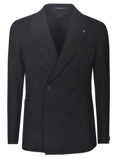 Shop Tagliatore Check Pattern Double-breasted Dinner Jacket In Blue