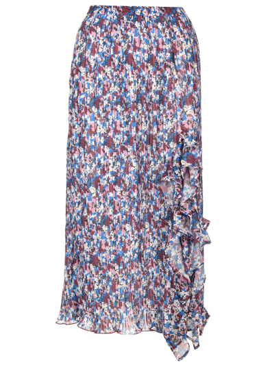 Shop Ganni Printed Georgette Midi Skirt In Multicolour