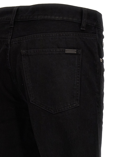 Shop Saint Laurent Crinkled Effect Jeans In Black