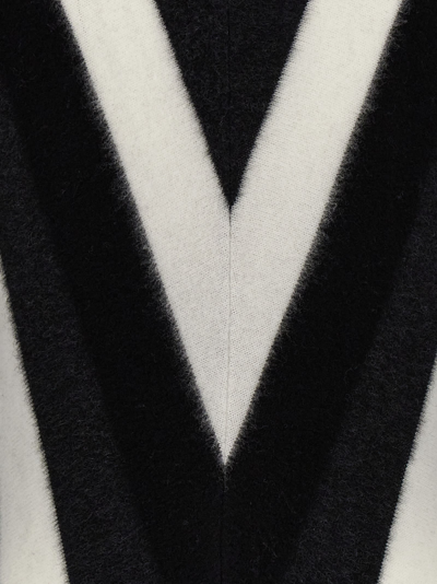 Shop Saint Laurent Geometric Pattern Sweater In White/black
