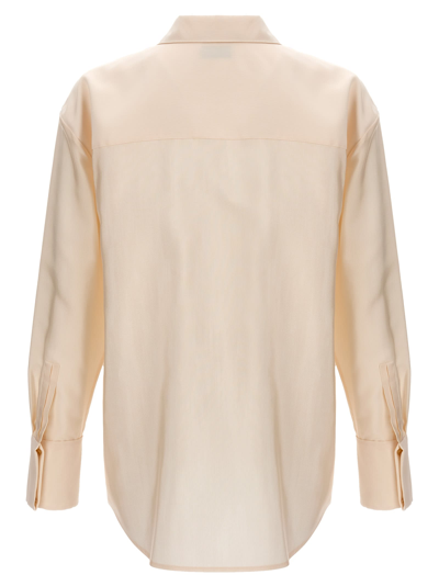 Saint Laurent Wool Blend Faille Shirt With Button Closure In Beige