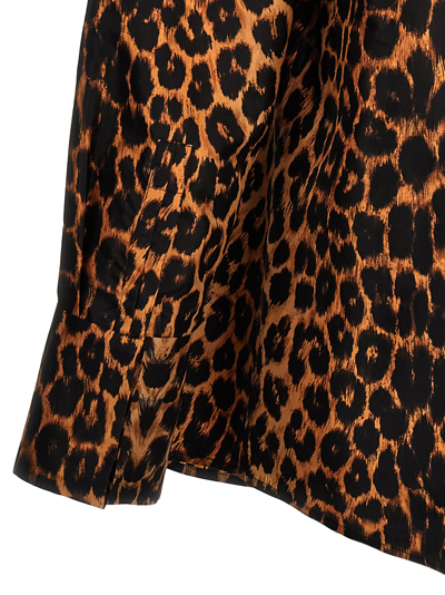 Shop Saint Laurent Leopard Print Taffeta Shirt In Multicolor