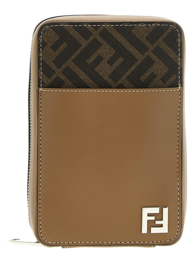 Shop Fendi Phone Case Ff Squared Crossbody Bag In Brown