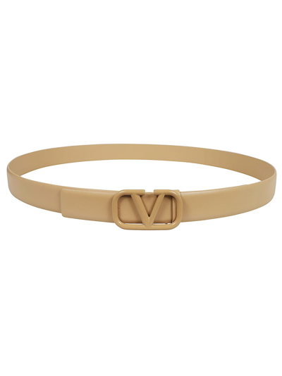 Shop Valentino Buckle Belt H. 30 Vlogo Signature In Cappuccino