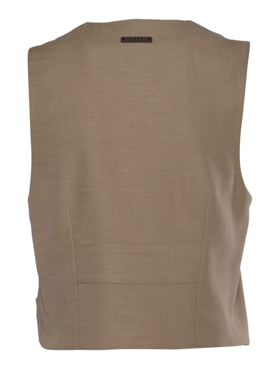 Shop Peserico Single-breasted Brown Waistcoat