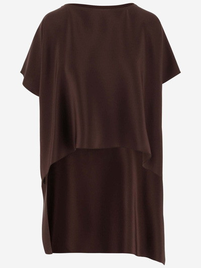 Shop Stephan Janson Asymmetrical Silk Top In Brown
