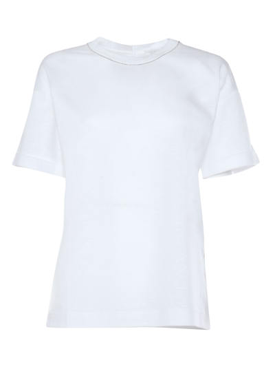 Shop Peserico Gray T-shirt With Lurex Detail In Multicolor