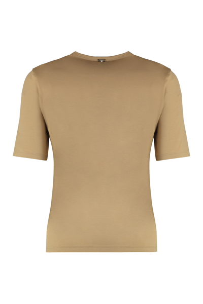 Shop Herno Cotton Crew-neck T-shirt In Sand