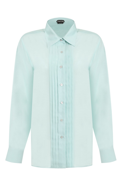 Shop Tom Ford Silk Shirt In Light Blue