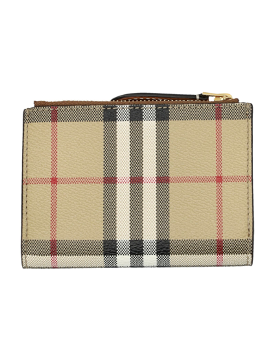 Shop Burberry Small Bifold Wallet In Archive Beige Check